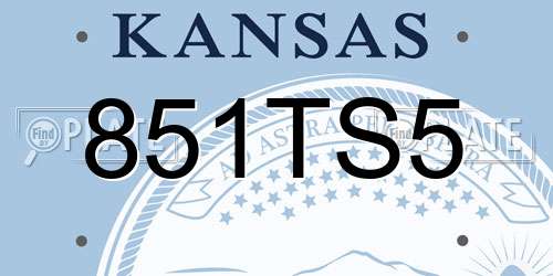851TS5 Kansas License Plate