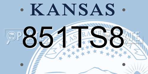 851TS8 Kansas License Plate
