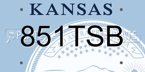 851TSB Kansas License Plate