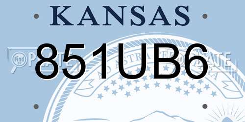 851UB6 Kansas License Plate