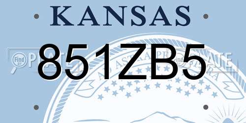 851ZB5 Kansas License Plate