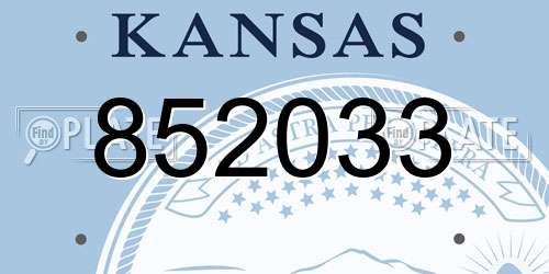 852033 Kansas License Plate