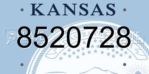 8520728 Kansas License Plate