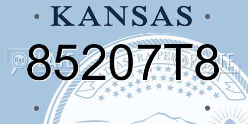 85207T8 Kansas License Plate