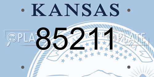 85211 Kansas License Plate