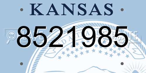 8521985 Kansas License Plate