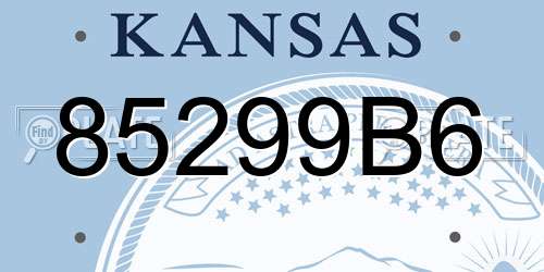 85299B6 Kansas License Plate