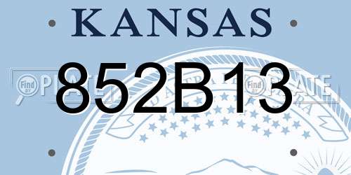852B13 Kansas License Plate