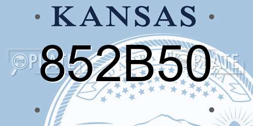 852B50 Kansas License Plate