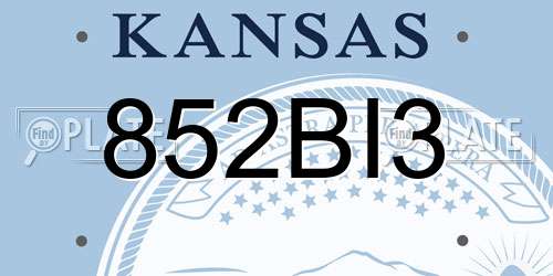 852BI3 Kansas License Plate