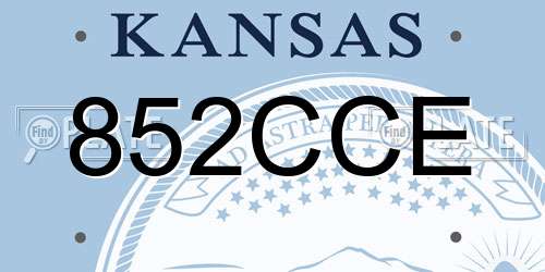 852CCE Kansas License Plate