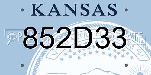 852D33 Kansas License Plate