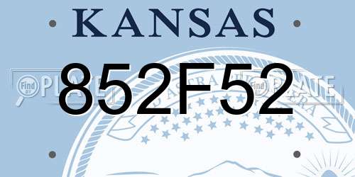 852F52 Kansas License Plate