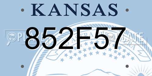 852F57 Kansas License Plate