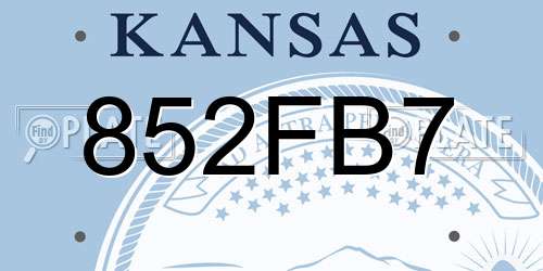852FB7 Kansas License Plate