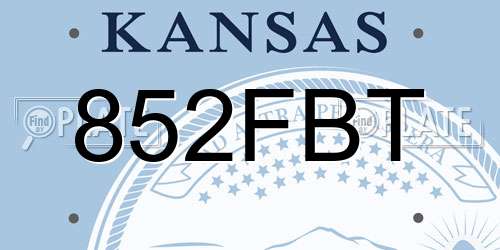 852FBT Kansas License Plate
