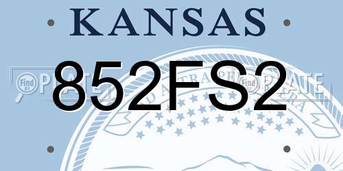 852FS2 Kansas License Plate