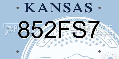 852FS7 Kansas License Plate
