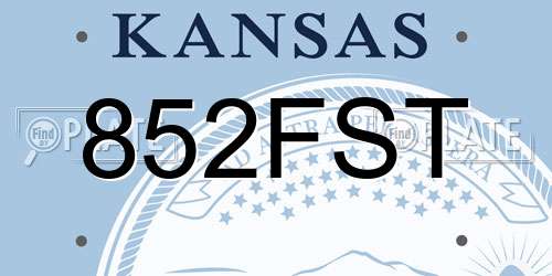 852FST Kansas License Plate