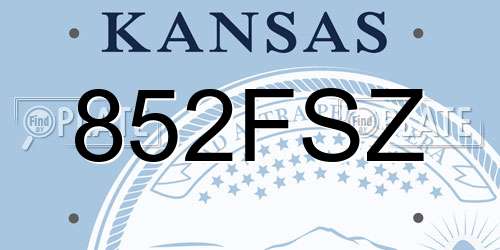 852FSZ Kansas License Plate