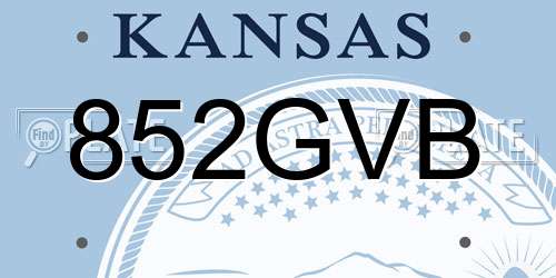 852GVB Kansas License Plate