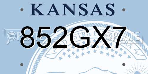 852GX7 Kansas License Plate