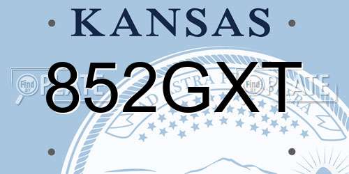 852GXT Kansas License Plate