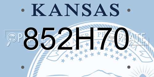852H70 Kansas License Plate