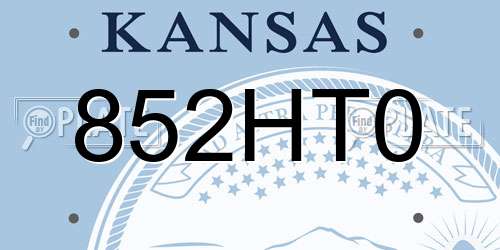 852HT0 Kansas License Plate