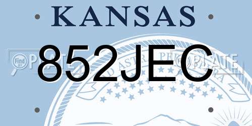 852JEC Kansas License Plate