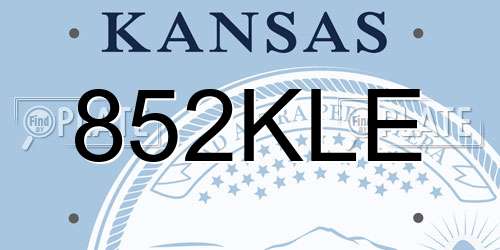 852KLE Kansas License Plate