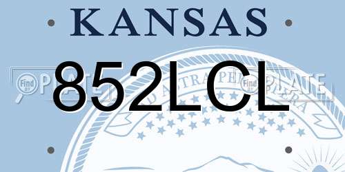 852LCL Kansas License Plate