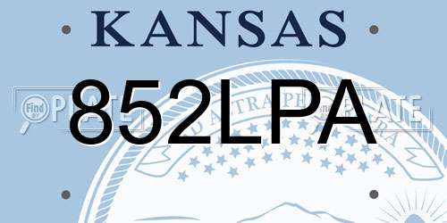 852LPA Kansas License Plate