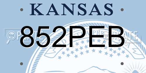852PEB Kansas License Plate