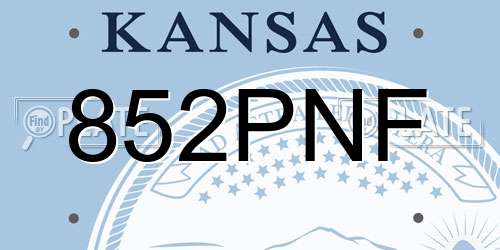 852PNF Kansas License Plate