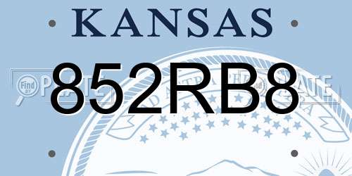 852RB8 Kansas License Plate