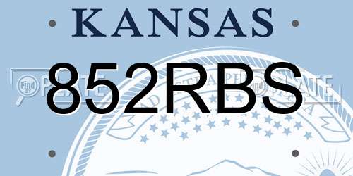 852RBS Kansas License Plate