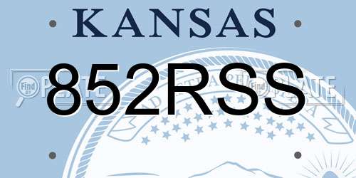 852RSS Kansas License Plate