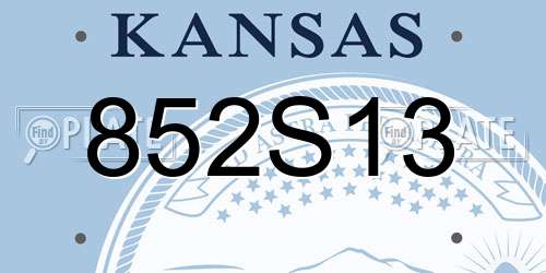 852S13 Kansas License Plate