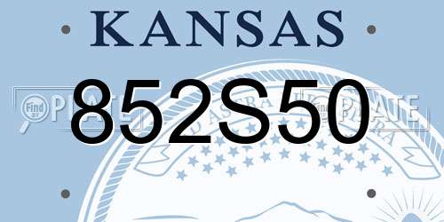 852S50 Kansas License Plate