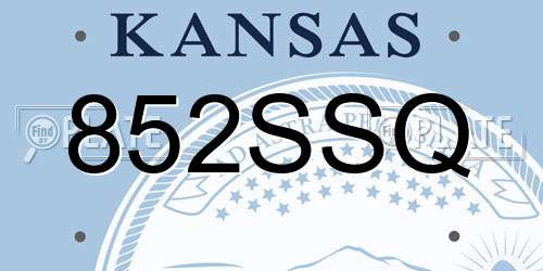 852SSQ Kansas License Plate
