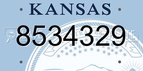 8534329 Kansas License Plate