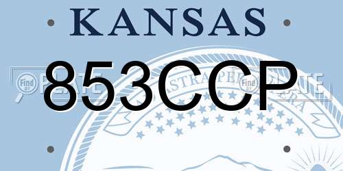 853CCP Kansas License Plate