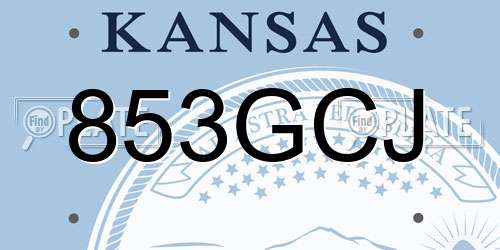 853GCJ Kansas License Plate