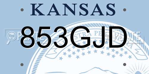 853GJD Kansas License Plate
