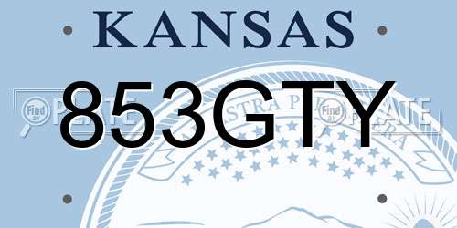 853GTY Kansas License Plate