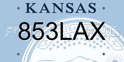 853LAX Kansas License Plate