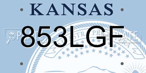 853LGF Kansas License Plate
