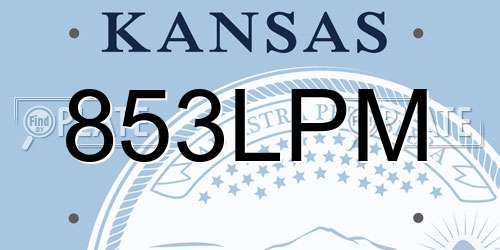 853LPM Kansas License Plate