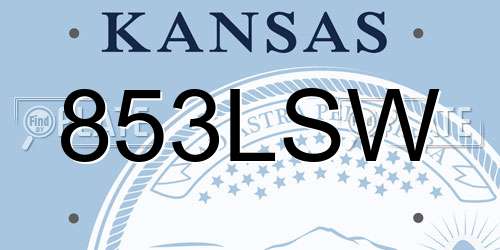 853LSW Kansas License Plate